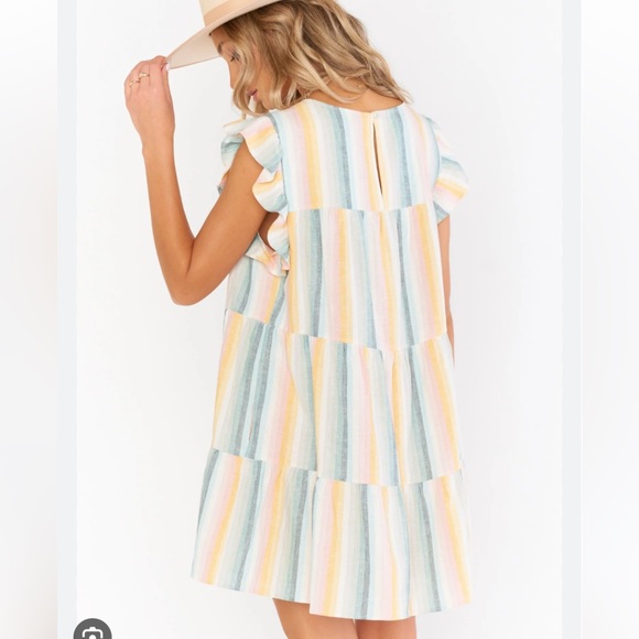 Show Me Your Mumu Daydream Mini Dress in Sunset Stripe Linen Blend Size XXL 🌅 - Picture 3 of 10